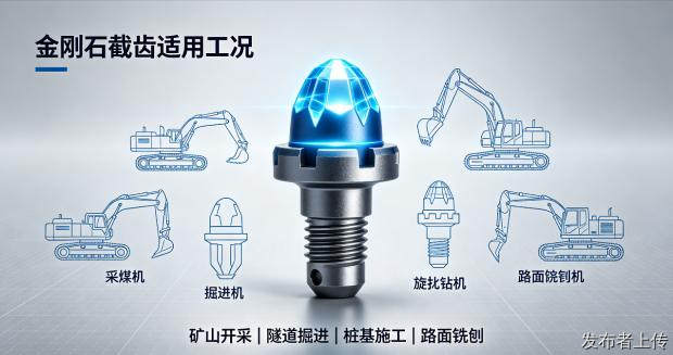 金刚石煤截齿适用哪些工程机械工况?采煤截齿厂家推荐